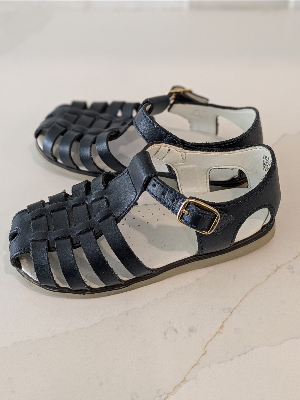 Buster Brown Kids Navy Leather Fisherman Sandals with Buckle - Picture 3 of 6